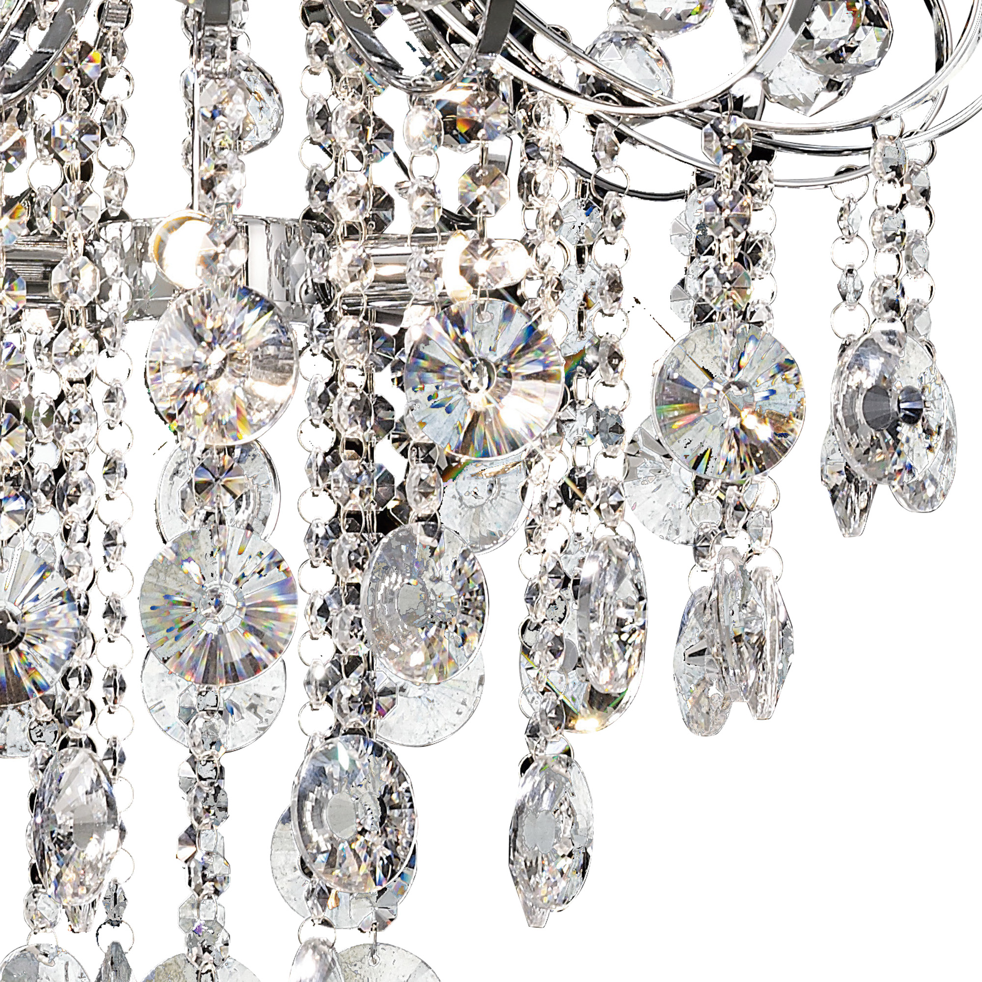 Rosina Polished Chrome Crystal Ceiling Lights Diyas Multi Arm Crystal Fittings